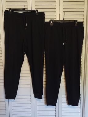 2 Pairs Old Navy Easy Vintage Joggers Sweatpants Size L Black